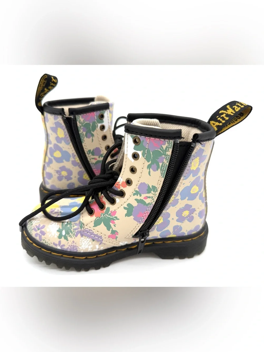 NWOT Dr. Martens Toddler 1460 Floral Mash Up Hydro Leather Lace-Up Boots US 8